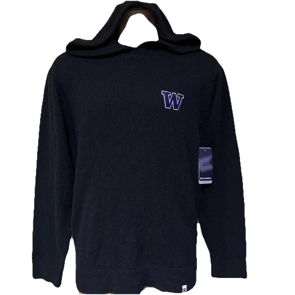NEW Washington Huskies Colosseum Athletics Black Hoodie Sweater Men's L